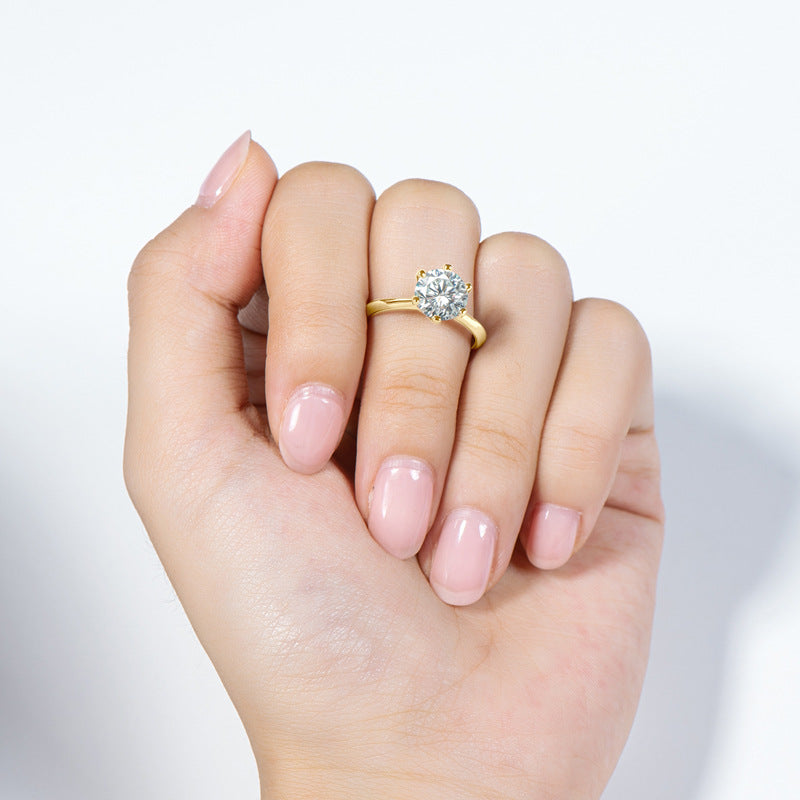 Moissanite Engagement Ring – 18K Gold Vermeil