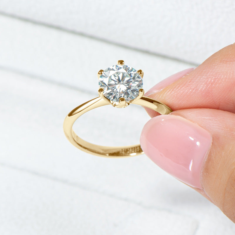 Moissanite Engagement Ring – 18K Gold Vermeil