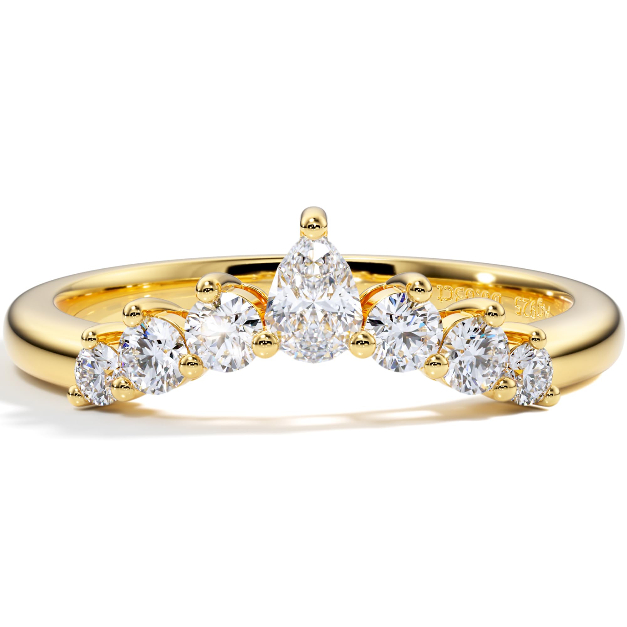 Elegant 14K Yellow Gold Moissanite Tiara Ring