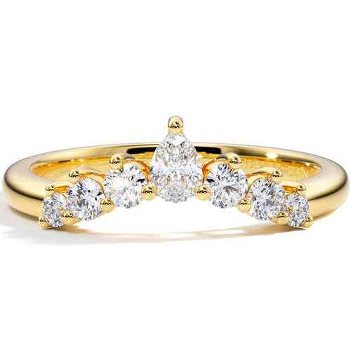 Elegant 14K Yellow Gold Moissanite Tiara Ring