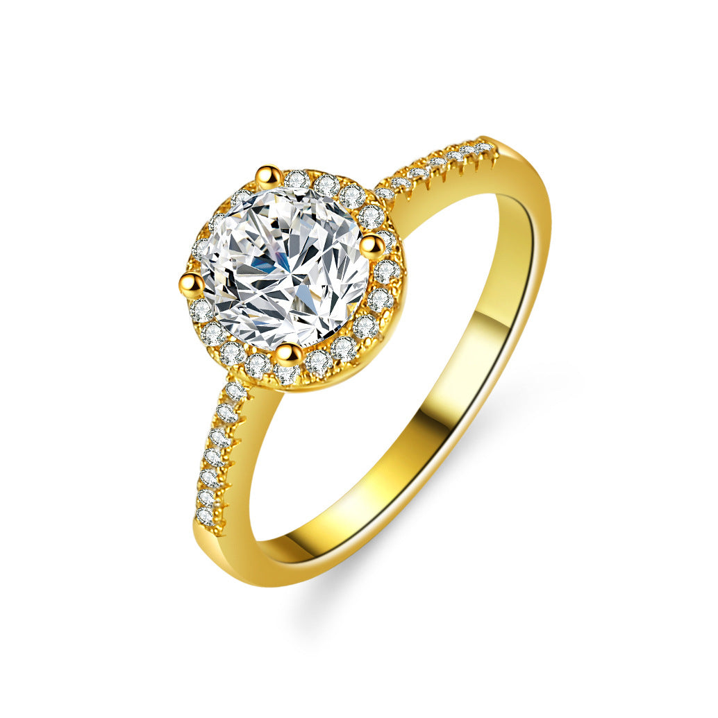 Halo Moissanite Ring – 18K Gold Vermeil